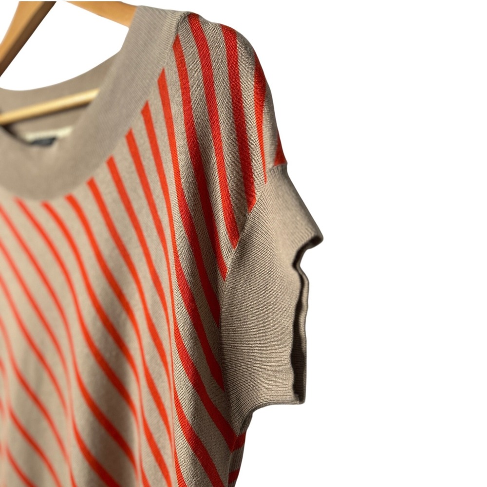 PLANET by Lauren G Stripe Knit Top M Beige Orange Cotton Modal Silk Avant Garde - Picture 7 of 14